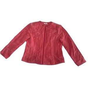 Women's Suede Leather Jacket Rose Pink Zip Front Lined XL Fits L Yvonne & Marie